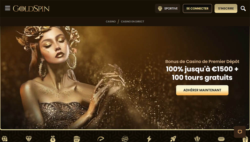 GoldSpin retrait instantané casino