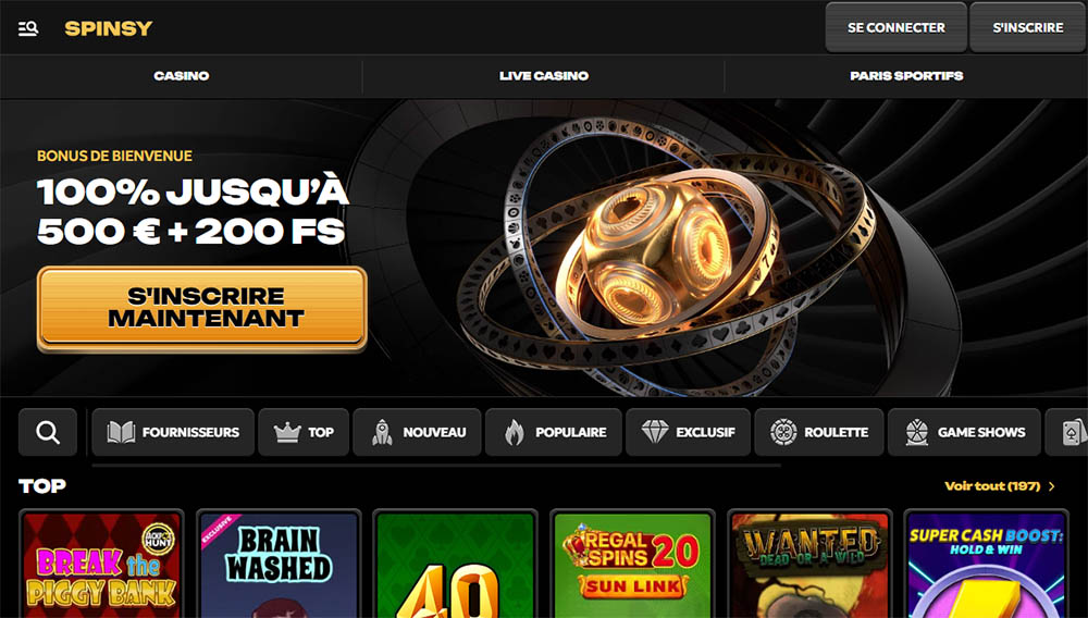 Spinsy casino avec retrait rapide